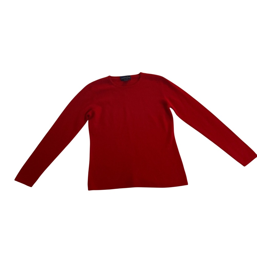 Charter Club Cashmere Sweater Women Petite Small Red Crewneck Long Sleeve Luxury